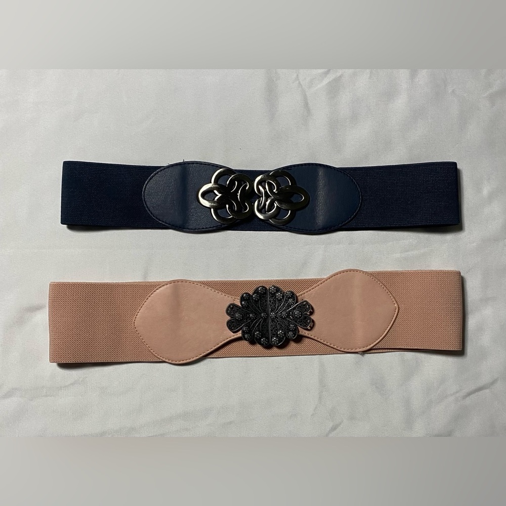 Set of elastic belts, navy and dusty rose